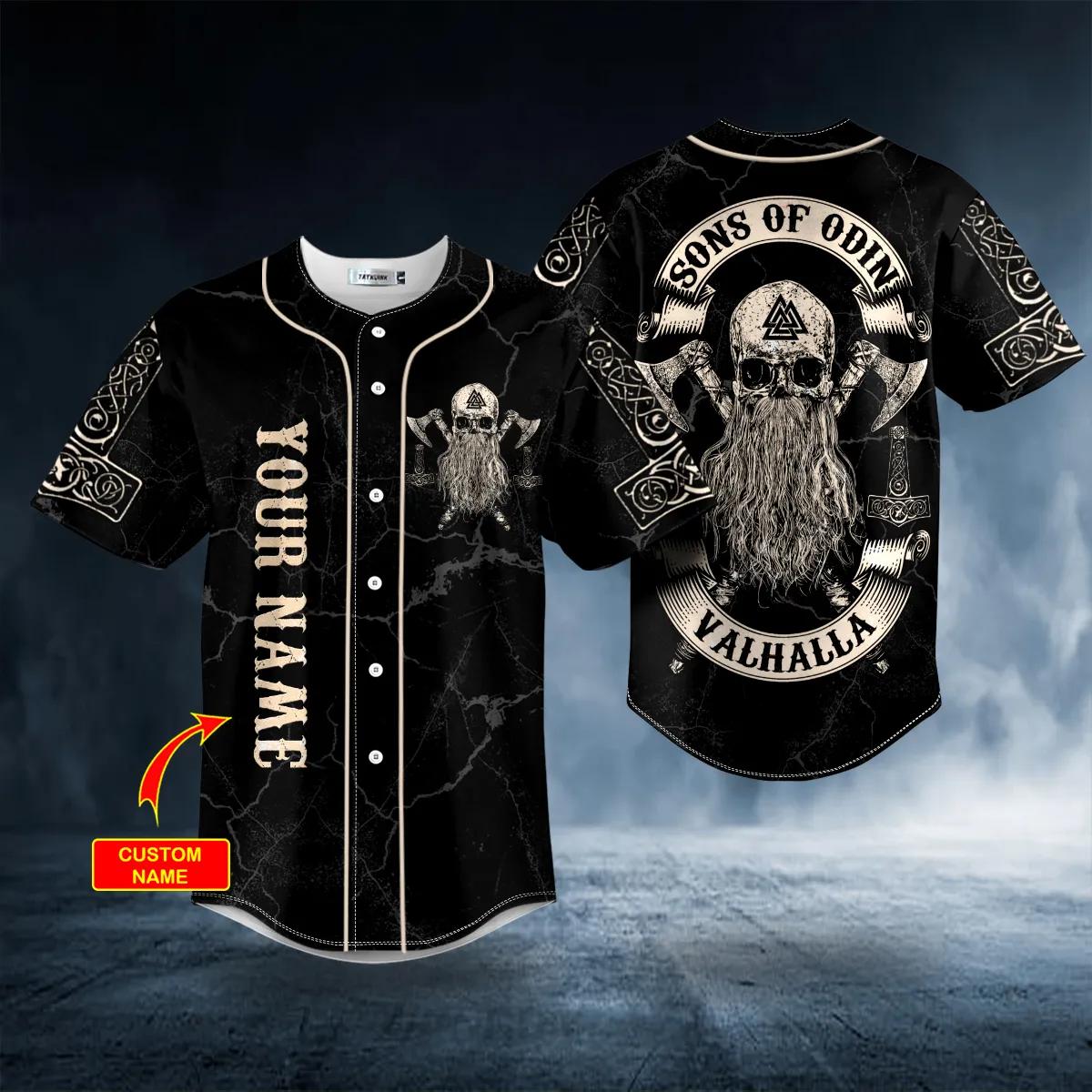 Viking Son Of Odin Till Valhalla Custom Name Baseball Jersey SO0042