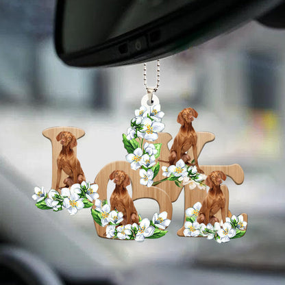 Vizsla Love Flowers Dog Lover Car Hanging Ornament Dog Ornaments OO0884