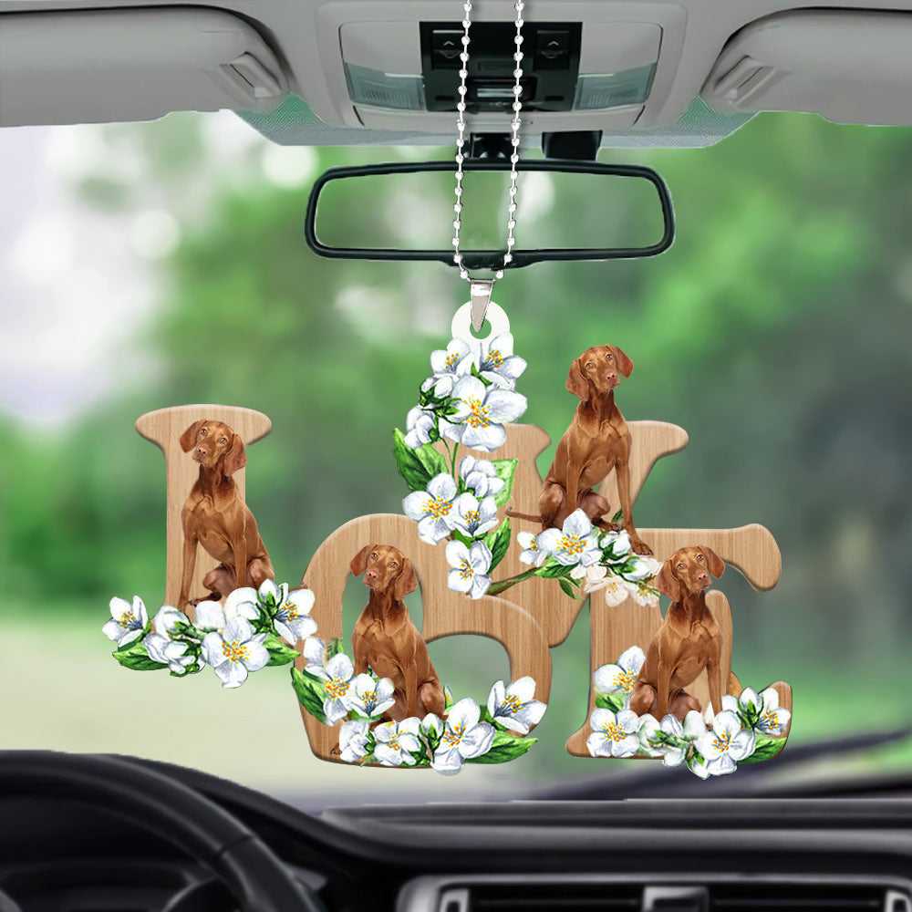 Vizsla Love Flowers Dog Lover Car Hanging Ornament Dog Ornaments OO0884