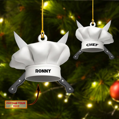 Personalized Name Hat Chef Ornament, Any Style Hat Chef Christmas Ornament, Idea Gift for Chef SO1186