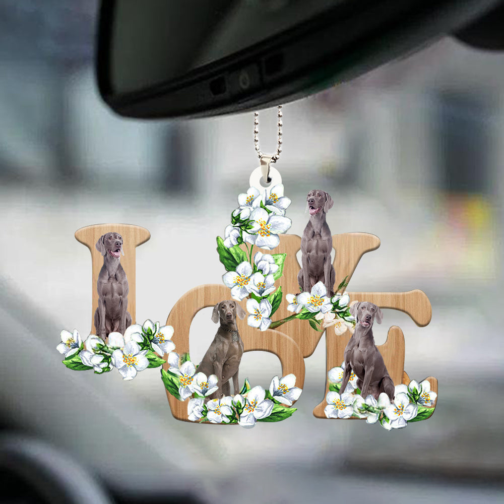 Weimaraner Love Flowers Dog Lover Car Hanging Ornament Vehicle Interior Decor OO0883