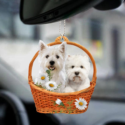 West Highland White Terrier Dog God'S Present Car Hanging Ornament Car Mirror Interior Decoration OO0926