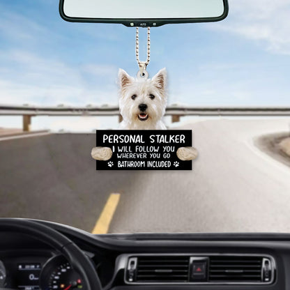 West Highland White Terrier Personal Stalker Car Hanging Ornament Cute Dog Tree Ornaments OO0997