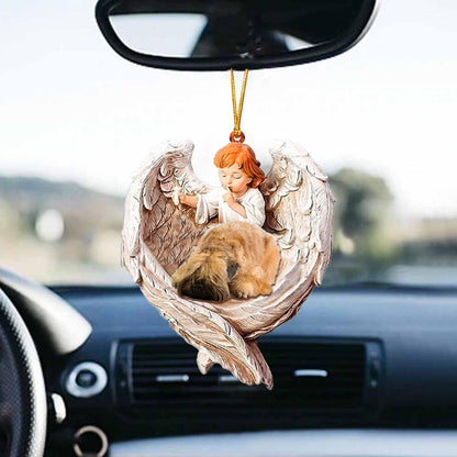 Wheaten Terrier Sleeping Protected By Angel Car Hanging Ornament Christmas Tree Ornaments SO1505