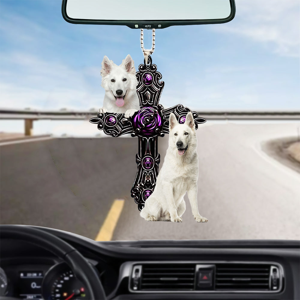 White German Shepherd Pray For God Car Hanging Ornament Dog Pray For God Ornament Lasfour SO1487