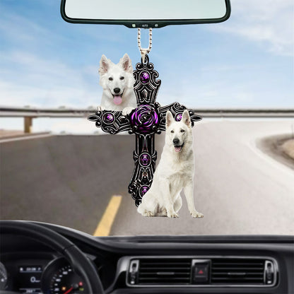 White German Shepherd Pray For God Car Hanging Ornament Dog Pray For God Ornament Lasfour SO1487