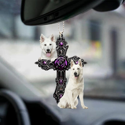 White German Shepherd Pray For God Car Hanging Ornament Dog Pray For God Ornament Lasfour SO1487