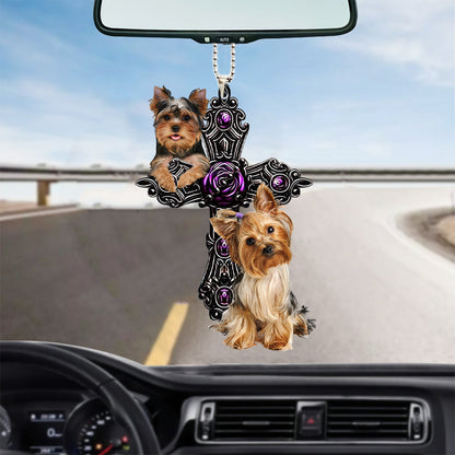 Yorkshire Terrier Pray For God Car Hanging Ornament Dog Pray For God Ornament Lasfour OO0694