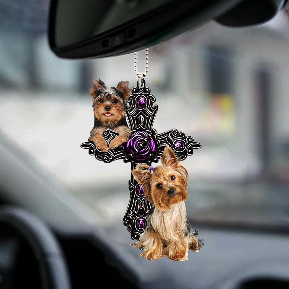 Yorkshire Terrier Pray For God Car Hanging Ornament Dog Pray For God Ornament Lasfour OO0694