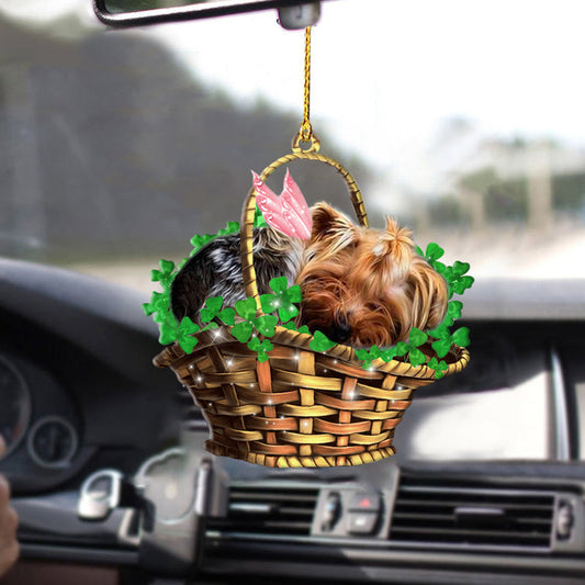 Yorkshire terrier Sleeping Lucky Fairy Two Sided Car Ornament OO0256