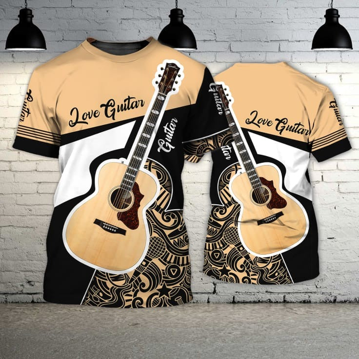 3D All Over Printed Love Guitar T Shirt, Guitar Shirts TO0812