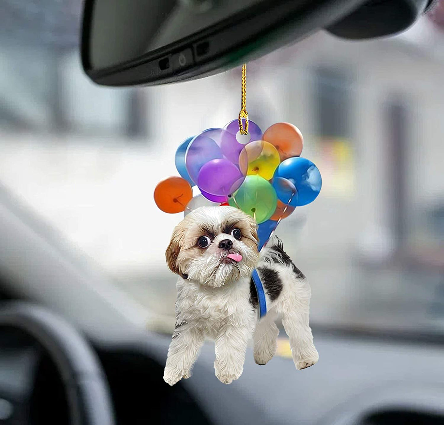 Shih Tzu Dog Fly With Bubbles Car Hanging Ornament Dog Ornament Lasfour SO1489