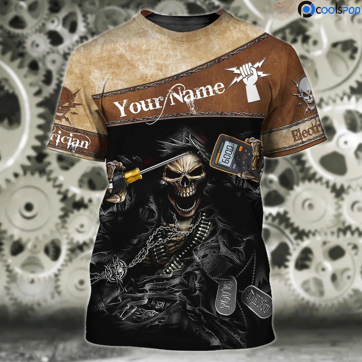 Cool Skull Electrician 3D All Over Printed Shirts, Men Electrician Shirt, Gift For Electric Man TO2596