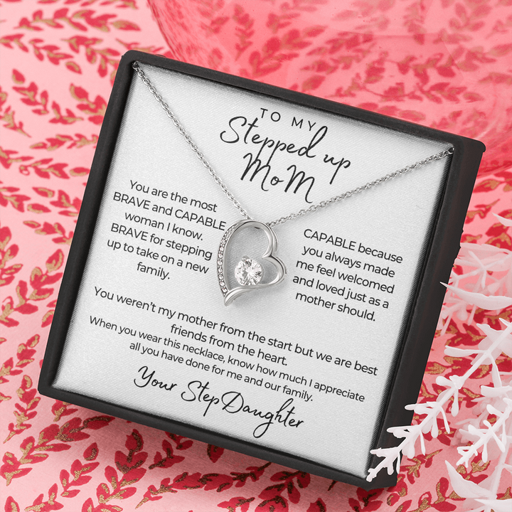 To My Stepped up Mom Forever Love Necklace, Gorgeous Necklace for StepMom from StepDaughter, Birthday Gift, Mother's Day Gift SO0260