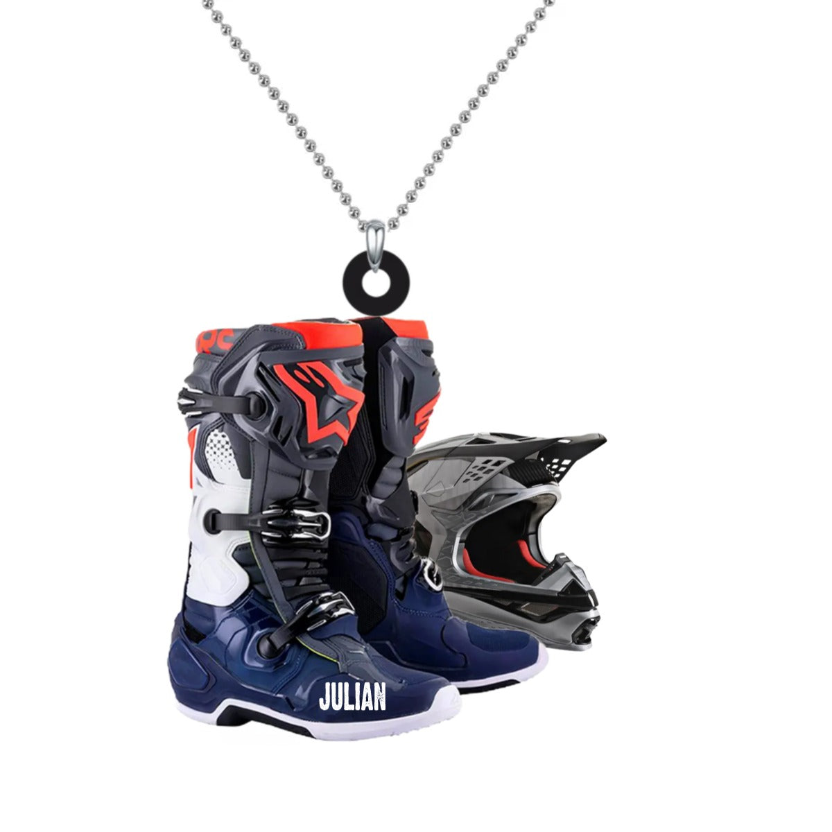 Personalized Motocross Boots Helmet Car Hanging Ornament, Motocross Boots Helmet Ornament SO0767