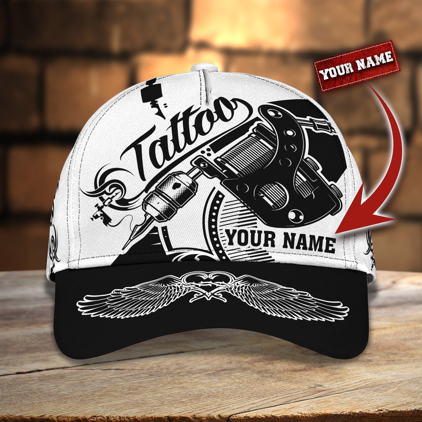 3D Classic Cap Tattoo Personalized Name Cap 79 Lasfour CA2441