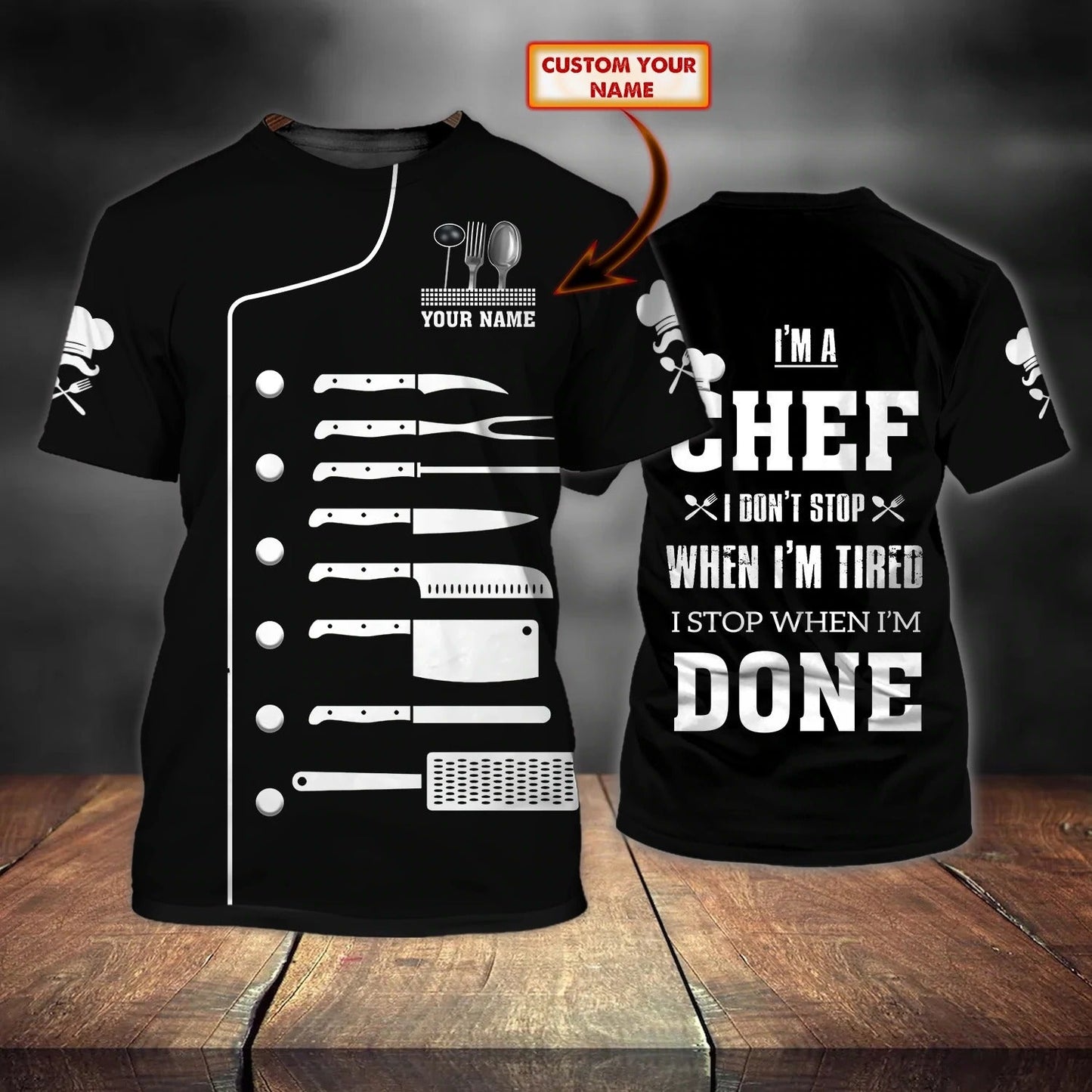 Personalized Name 3D Chef, Master Chef Tshirt, Best Gift For Cooking Lover, 3D Full Print Cooker Shirt, Chef Shirt TO0259