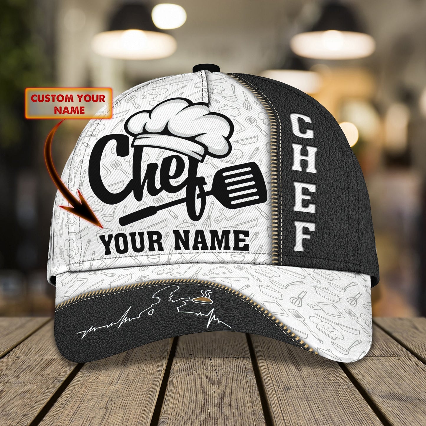 3D Classic Cap Chef Personalized Name Cap 170 Lasfour CA2225