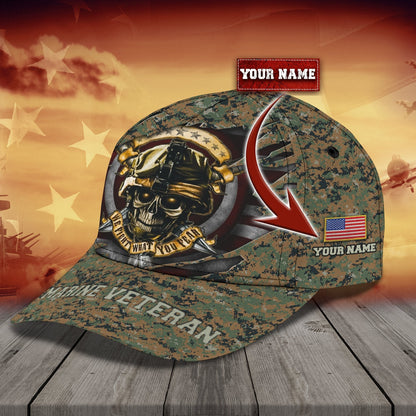 3D Classic Cap Marine Veteran Personalized Name Cap Lasfour CA0035