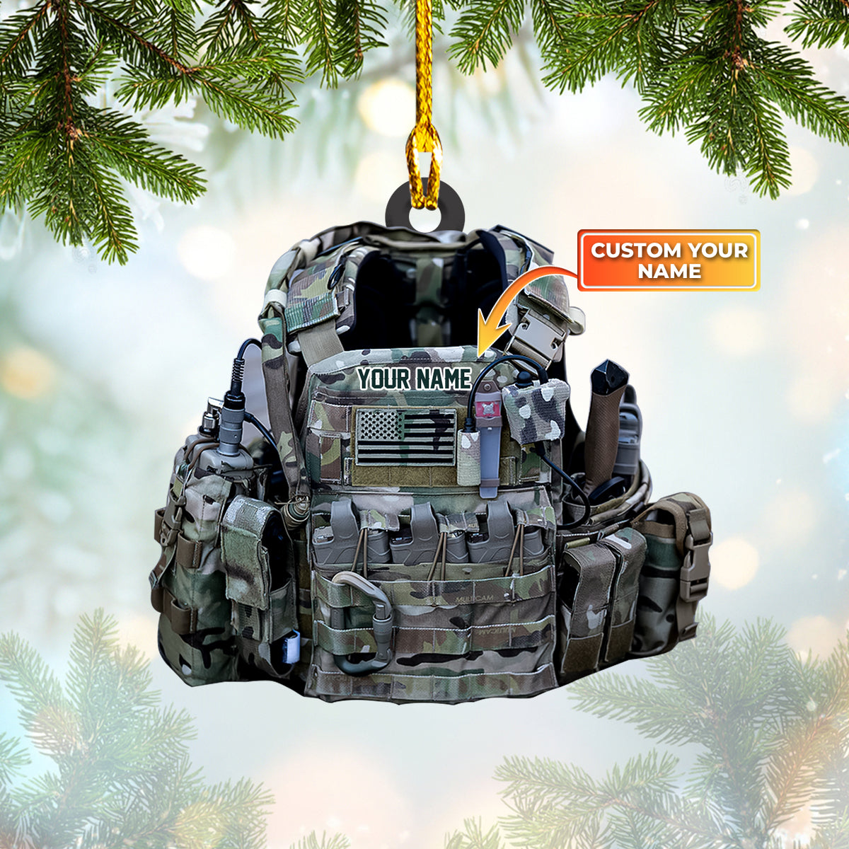 Personalized Army Full Vest Uniform Acrylic Shaped Ornament, Perfect Gift for Army Veteran OO1648