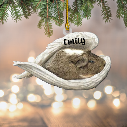 Personalized Name Guinea Pig Sleep In The Wings Angel Car Ornament Flat Acrylic Ornament Memorial Gift OO1691