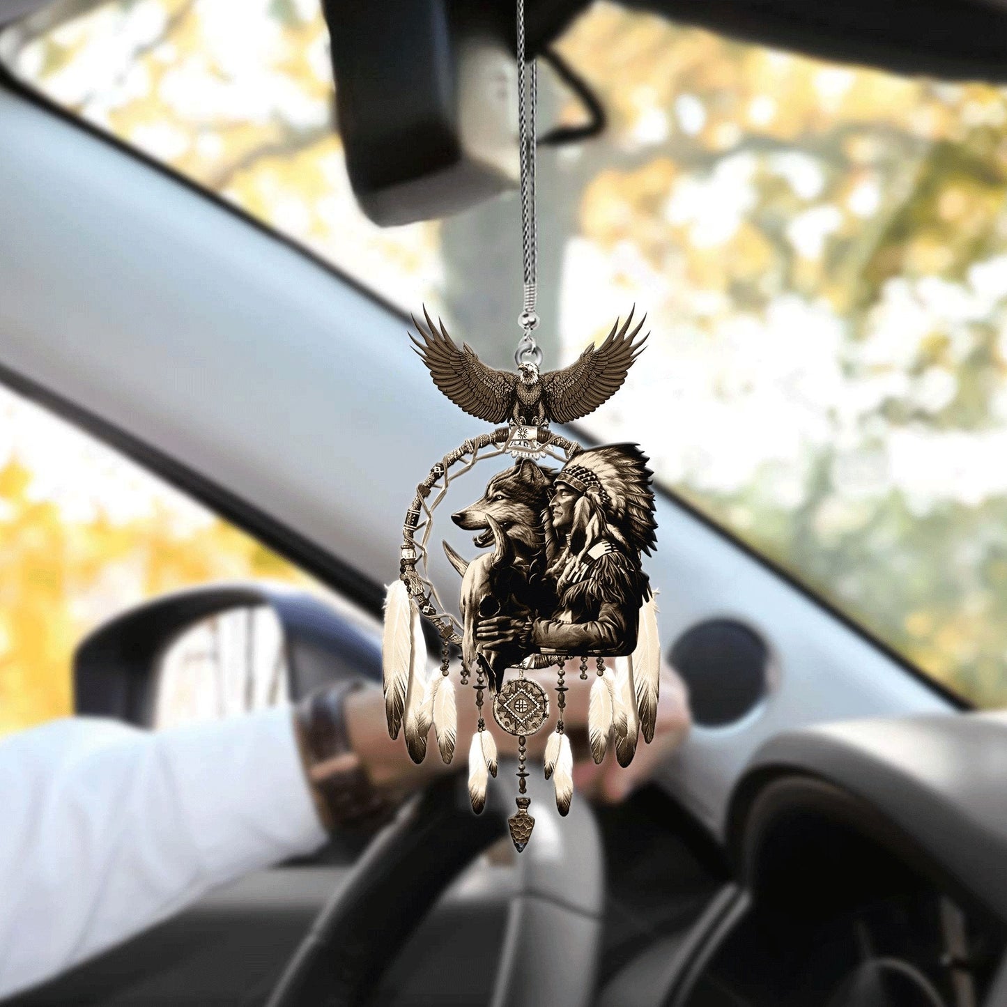 Cool Native American Hanging Ornament For Car, Native American Car Accessories Interior OO0031