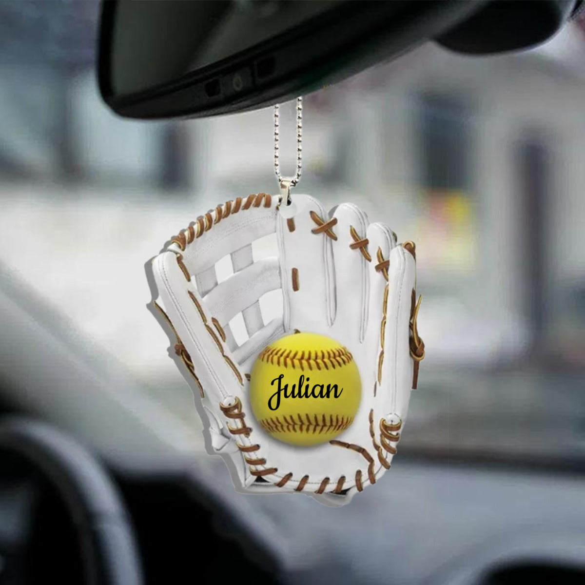 Softball Personalized Flat Acrylic Car Hanging Ornament OO0105