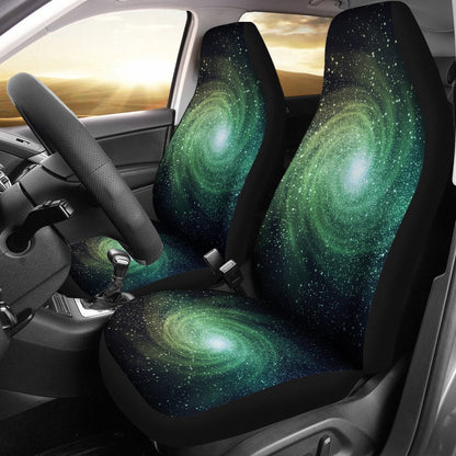 Bright Green Spiral Galaxy Space Print Universal Fit Car Seat Covers SO0319