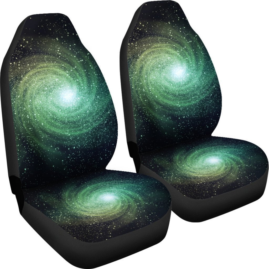 Bright Green Spiral Galaxy Space Print Universal Fit Car Seat Covers SO0319