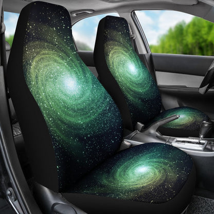 Bright Green Spiral Galaxy Space Print Universal Fit Car Seat Covers SO0319