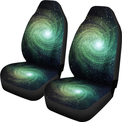 Bright Green Spiral Galaxy Space Print Universal Fit Car Seat Covers GearFrost