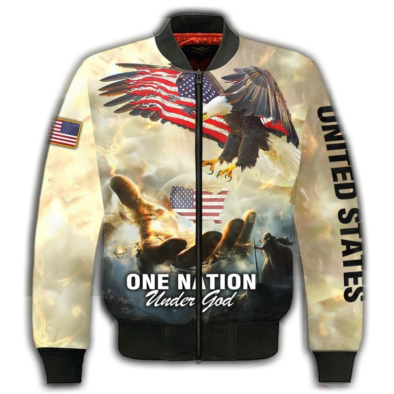 One Nation Under God American Flag Ealge God Hand All Over Print Shirt, United States Eagle Under God 3D Jacket TO0227