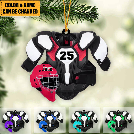 Personalized Ice Hockey Helmet and Shoulder Pads Christmas Ornament OO1808