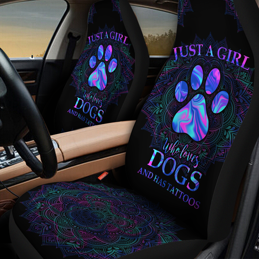 Girl A Girl Loves Dogs Allover Print Front Car Seat Covers SO0316