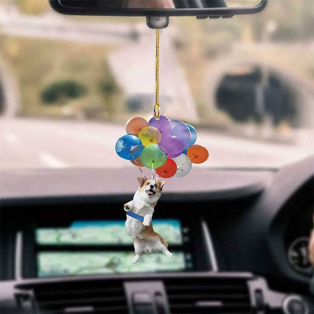 Corgi Dog Fly With Bubbles Car Hanging Ornament Dog Ornament Lasfour OO0023