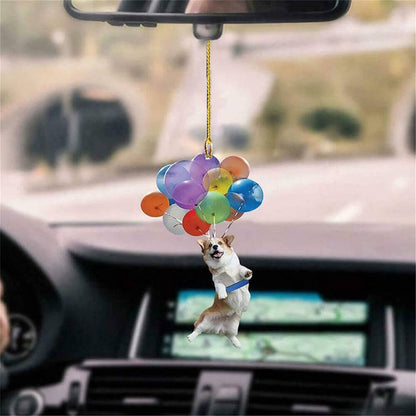 Corgi Dog Fly With Bubbles Car Hanging Ornament Dog Ornament Lasfour OO0023