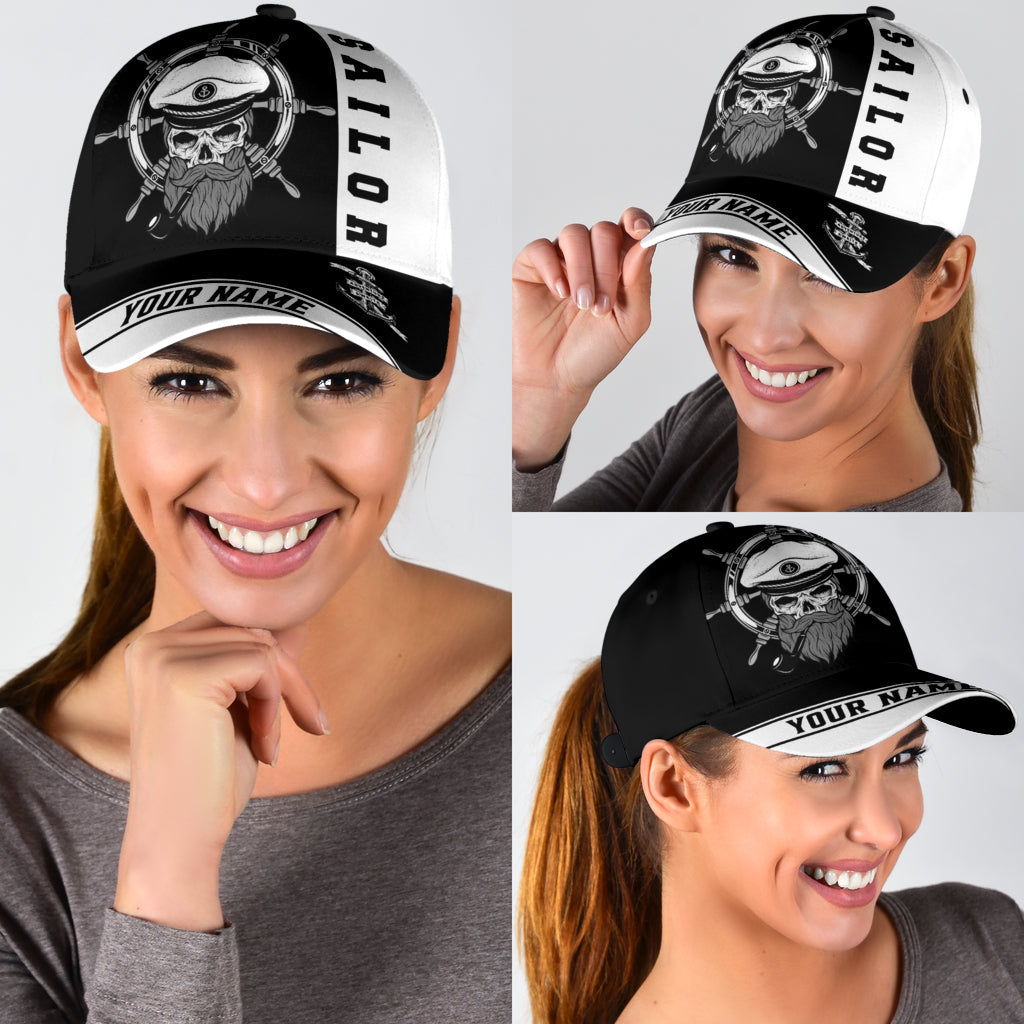 Skull Sailor On The Helm Custom Name Cap Hat CO0672