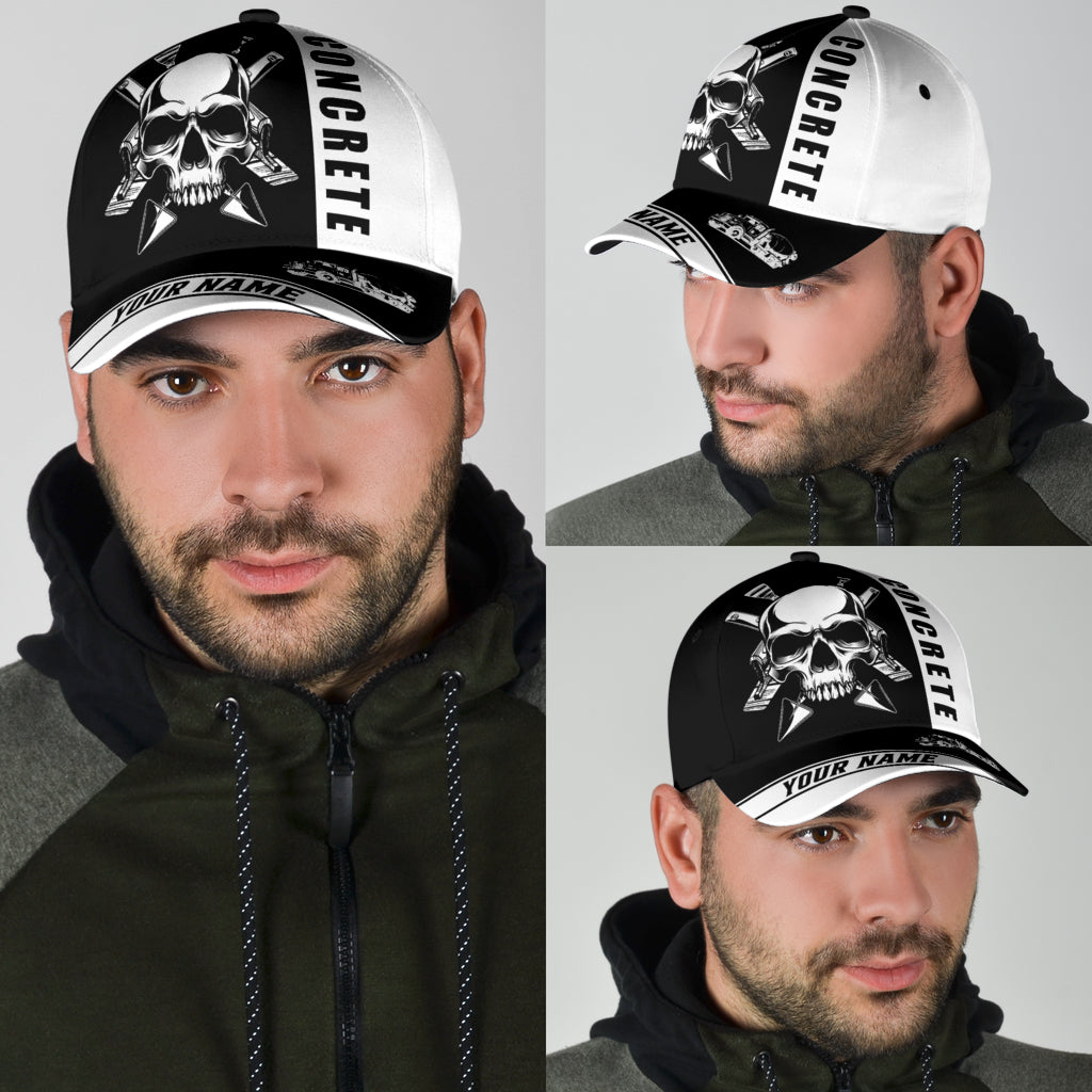 Personalized Concrete Finisher Equipment Skull 3D Full Print Baseball Cap Classic Cap Hat For Men And Women CO0461