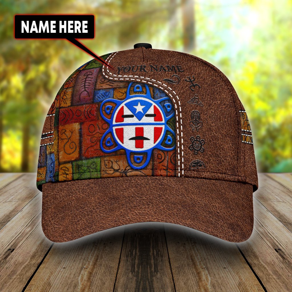 Customized Puerto Rico Cap Hat in Leather Pattern, Puerto Rico Gifts CO0583