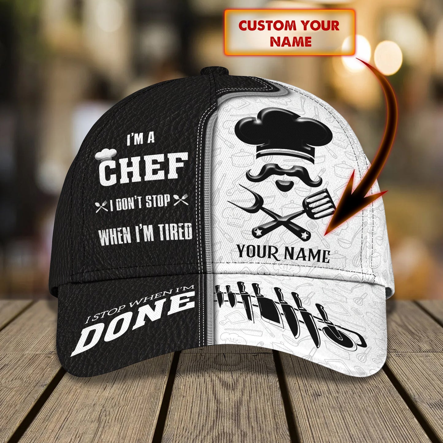 3D Classic Cap Chef Personalized Name Cap 195 Lasfour CA2371