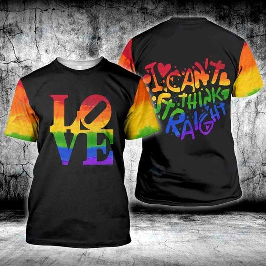 Heart Lgbt I Can'T Think Straight 3D All Over Printed Shirt, Straight Pride Shirt Straight Lives Matter Shirt LO0870