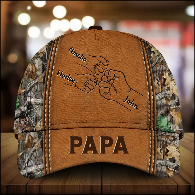 Grandpa Papa Daddy Fist Bump Fathers Day Family Personalized Cap CO1067