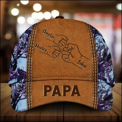 Grandpa Papa Daddy Fist Bump Fathers Day Family Personalized Cap CO1067