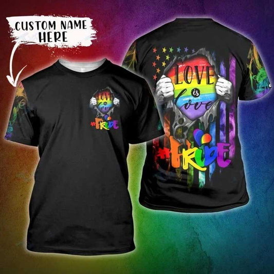 Personalized With Name Lgbt Love Is Love Pride 3D Shirt, 3D T Shirt For Pride Month, Gift To Gaymer LO0882