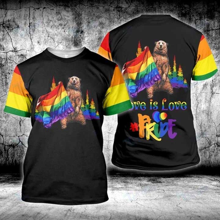 Lgbt Bear Pride Love Is Love 3D All Over Printed Shirt, Pride Shirt, Gift For Lesbian, Gay Bear Shirt LO0859