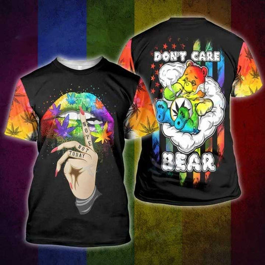 Gay Bear Shirt, Weed Lgbt Bear Lip 3D All Over Printed Shirt, Bear 3D Shirt For Lesbian LO0874