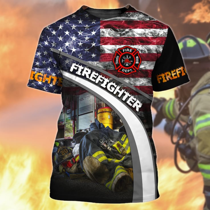 Personalized Smoke Firefighter Flag 3D Shirt, Firefighter Corner With Logo TShirt TO3274