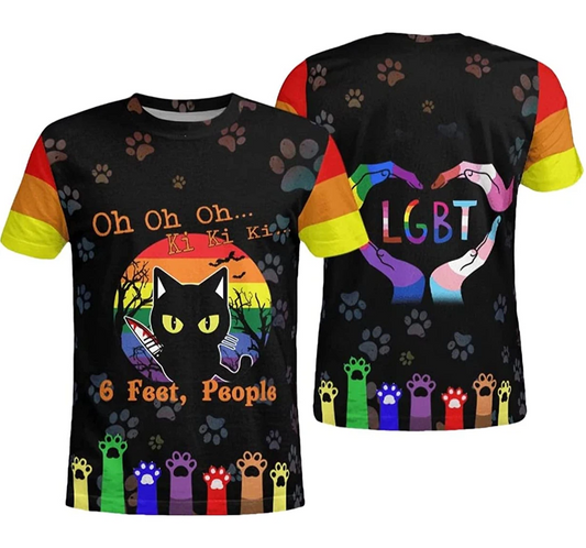 Lgbt Black Cat 3d Tshirt Gay Pride 6 Feet People Funny All Over Print Tshirt For Pride Month LO0663