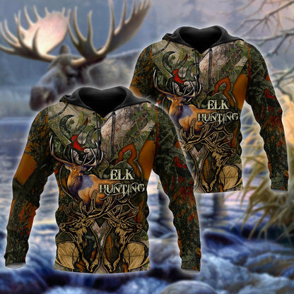 Pop-Pop Elk Hunting Deer Hoodies 3D Father Gifts Grandpa Dad Deer Hunter Vintage 3D Gifts For Men TO0111