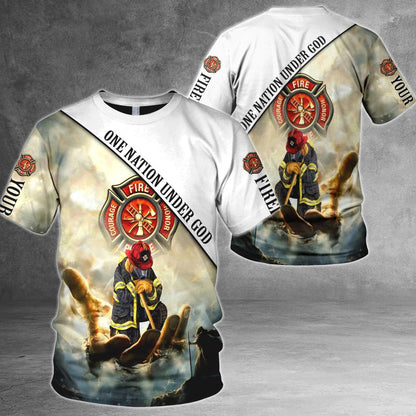 One Nation Under God, Firefighter All Over Print 3D Shirt, Firefighter Man 3D Hoodie Shirts TO0226